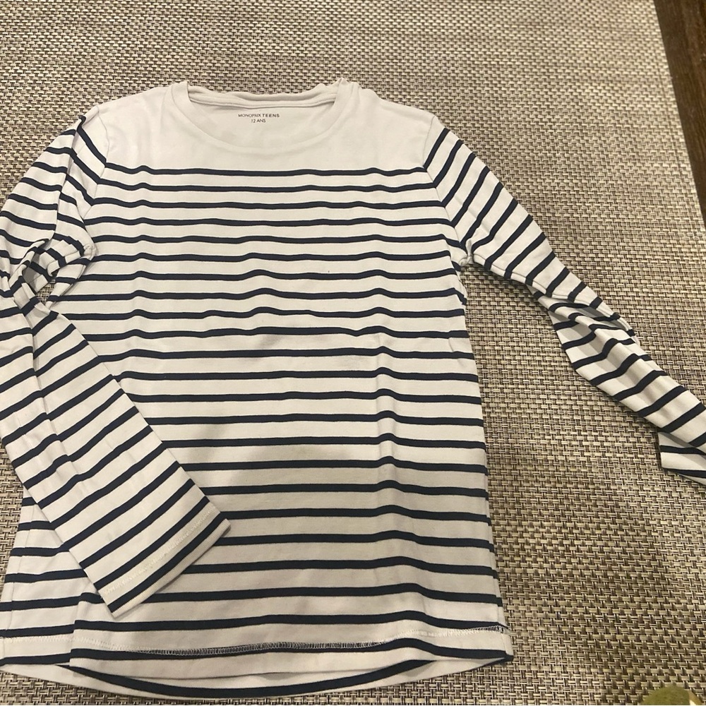 French Brand Monoprix Kid’s Sz 12 Striped Long Sleeve T-Shirt Like New